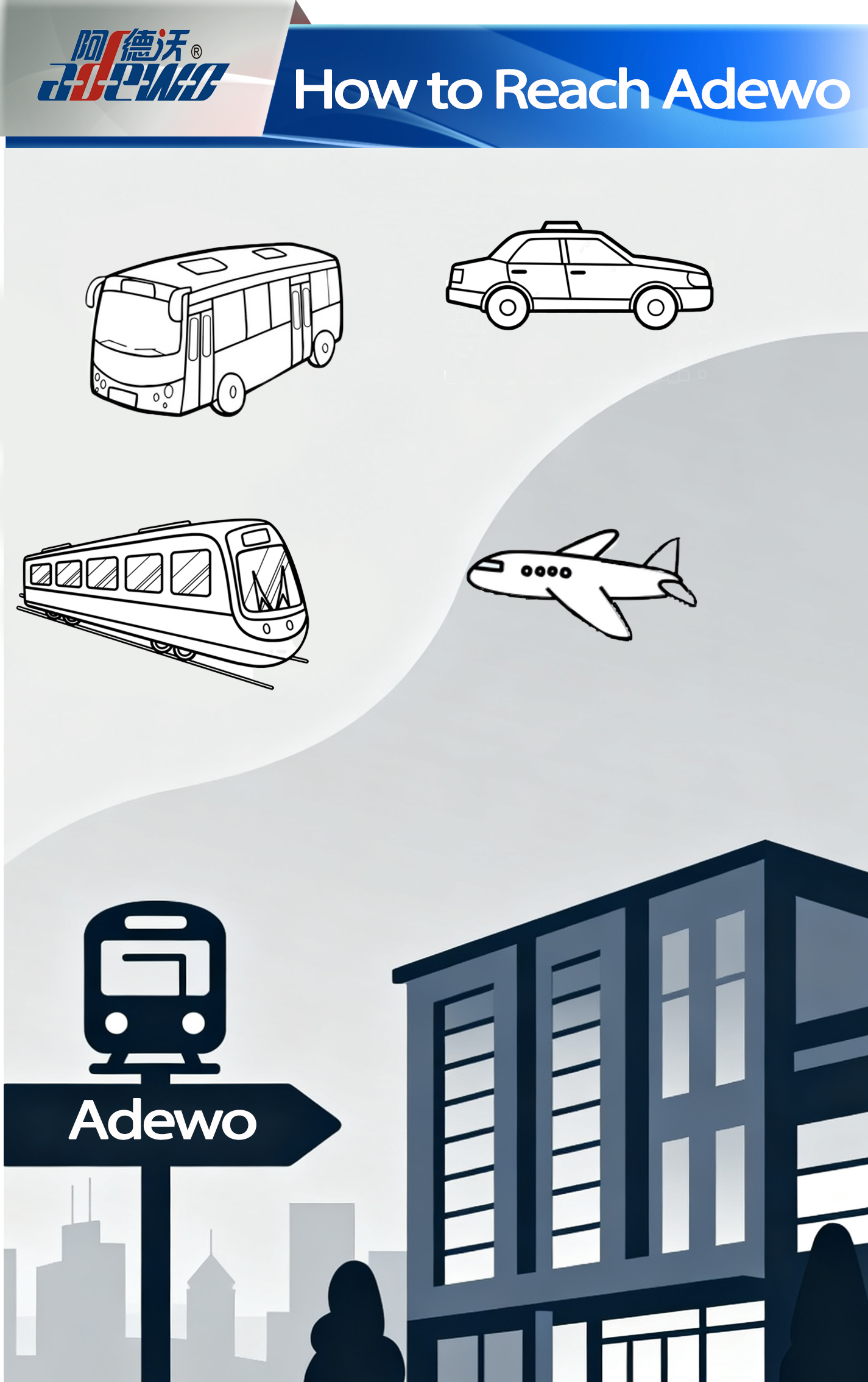 Adewo कसे पोहोचायचे?